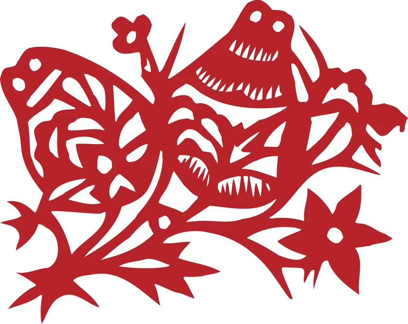 中国风传统民俗吉祥喜庆镂空剪纸窗花图案插画AI矢量PNG设计素材【293】
